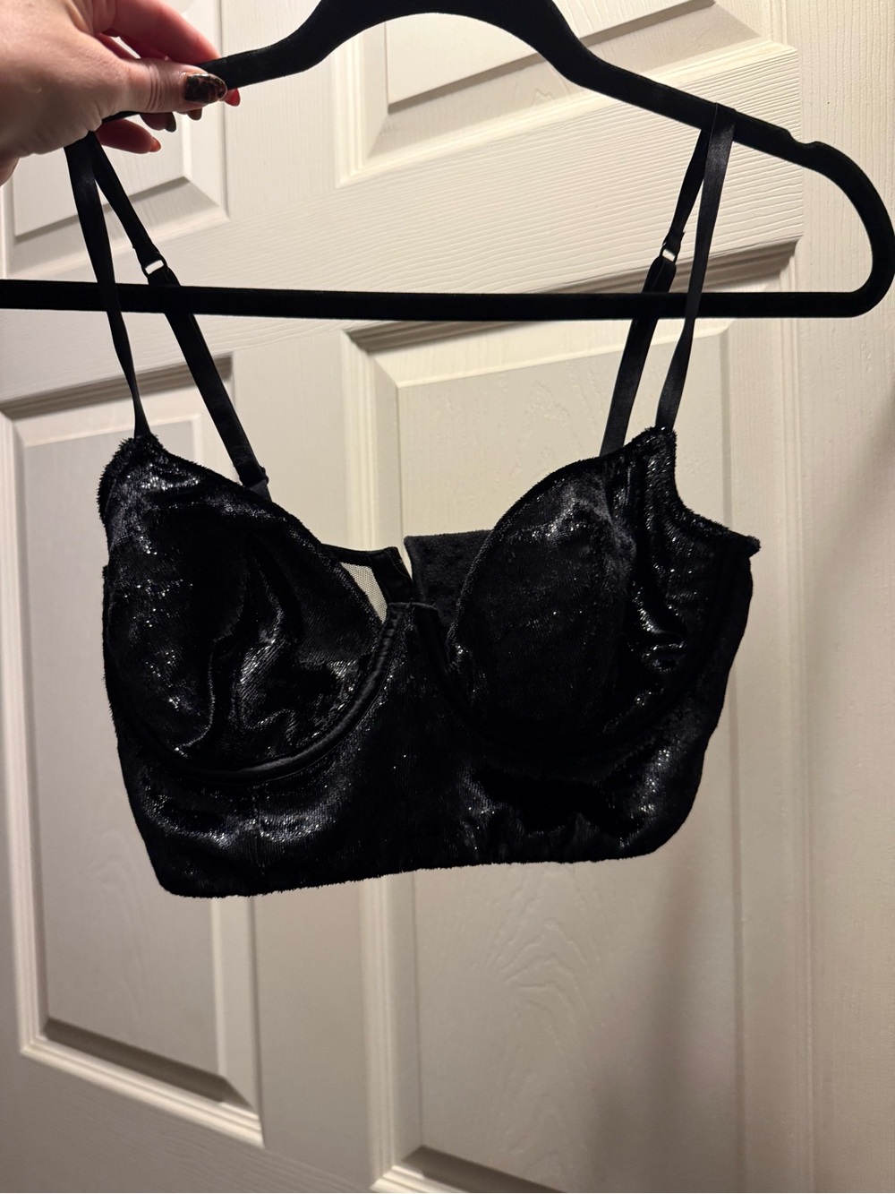 Victoria's Secret Black Velvet Longline Bustier Bra - Picture 2 of 5